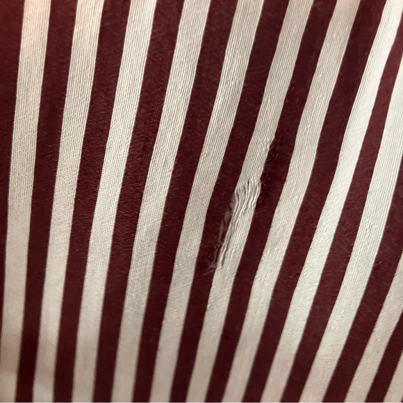 Anthropologie Maeve Tie Neck Red White Stripe Puff Long Sleeve Blouse Size Large - Picture 14 of 16